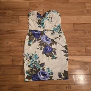 Floral Strapless Women's Dress